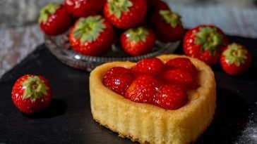 A delectable strawberry tart with fresh strawberries, perfect for summer desserts.